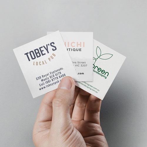 Business cards square printed examples