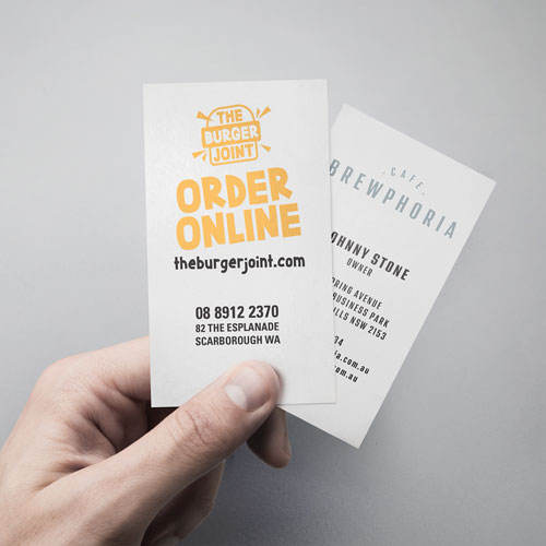 Business cards standard printed examples
